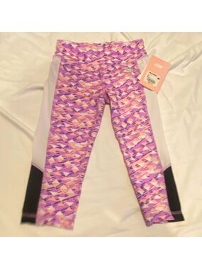 Marika Pink & Purple Geometric Print Kids Leggings